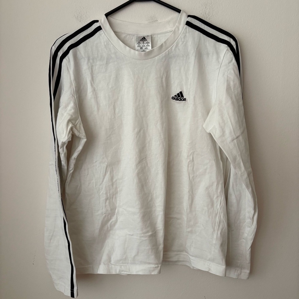 Adidas Originals White Long Sleeve T-Shirt Black Stripes